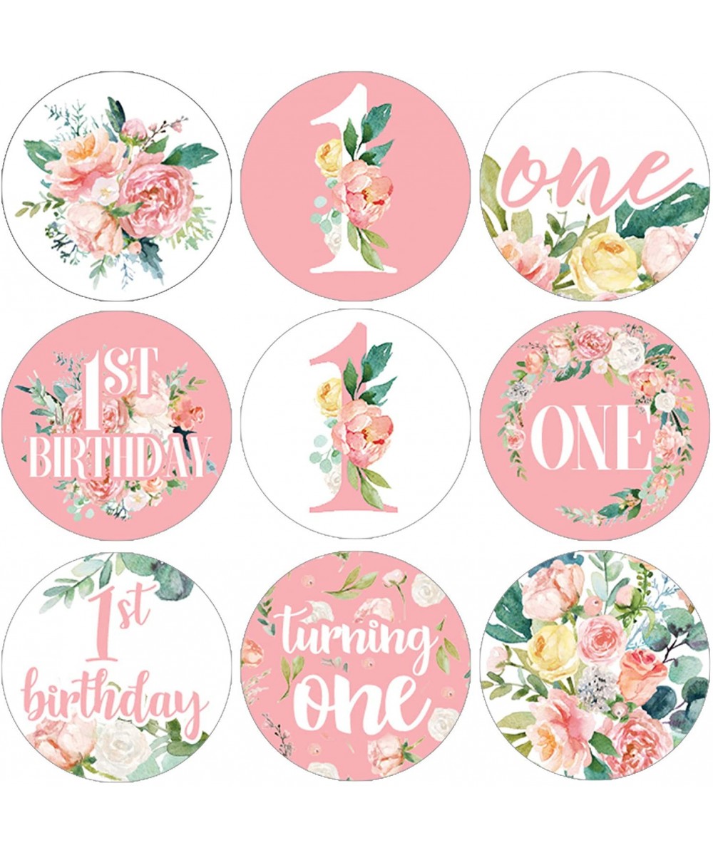 Pink Floral 1st Birthday Party Favor Stickers - 180 Labels - CM192Q4LDQO $8.08 Favors