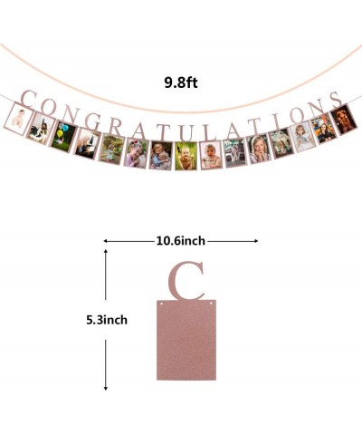 Congratulations Photo Banner- Rose Gold Glitter Bunting Garland-Picture Banner for Graduation- Class of 2019 Decorations- Bir...