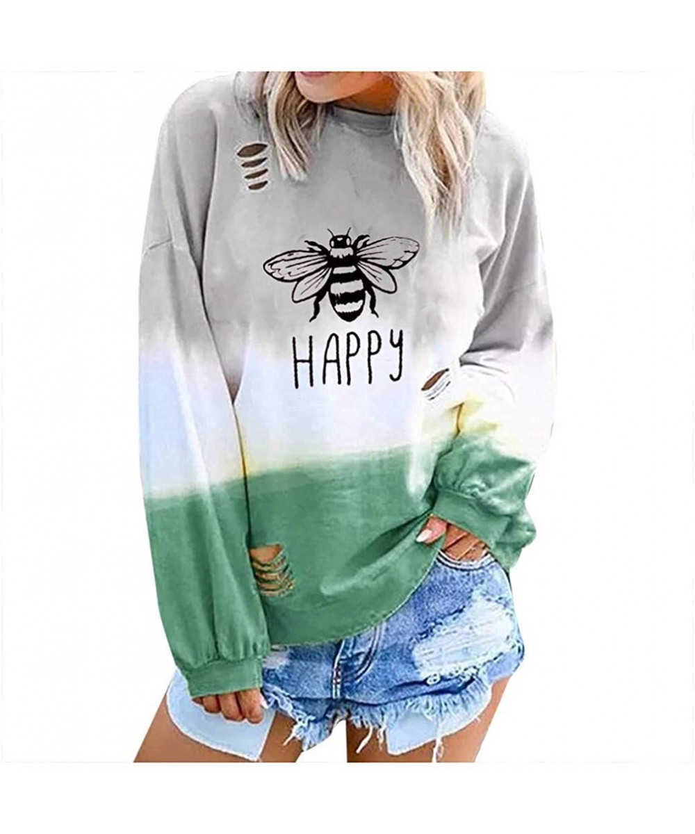 Oversized Shirts for Women-Womens Pullover Sweatshirts Casual Crew Neck Long Sleeve Color Block Hoodies Tops - Green - C618XS...