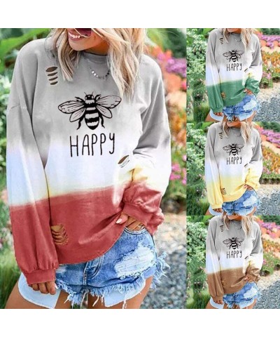 Oversized Shirts for Women-Womens Pullover Sweatshirts Casual Crew Neck Long Sleeve Color Block Hoodies Tops - Green - C618XS...