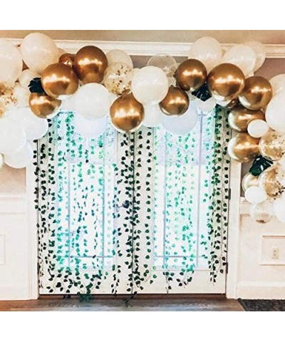 Balloon Garland Arch Kit 16FT Long-94 Pieces White Gold Confetti Balloons-4 pcs Palm Leaves for Baby Shower Weeding Birthday ...