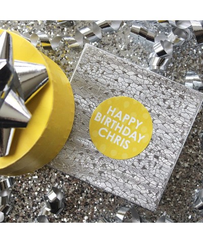 Personalized Happy Birthday Party Favor Stickers with Name - 1.75 in - 40 Labels (Yellow) - Yellow - CW198ZURG6K $9.54 Favors