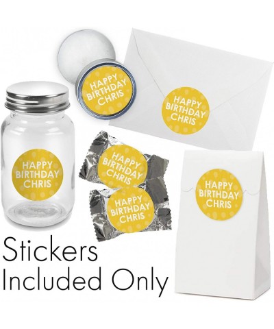 Personalized Happy Birthday Party Favor Stickers with Name - 1.75 in - 40 Labels (Yellow) - Yellow - CW198ZURG6K $9.54 Favors