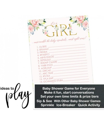 Oh Girl Baby Shower Word Scramble Game Cards (25 Pack) Pretty Rustic Floral - Guests Unscramble Mix-Up List - Cute Sprinkle A...