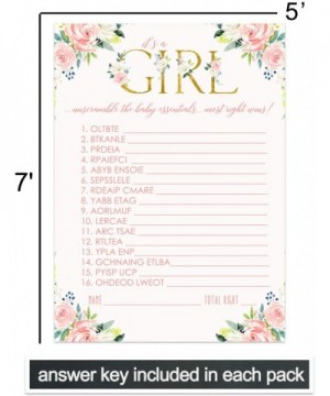 Oh Girl Baby Shower Word Scramble Game Cards (25 Pack) Pretty Rustic Floral - Guests Unscramble Mix-Up List - Cute Sprinkle A...