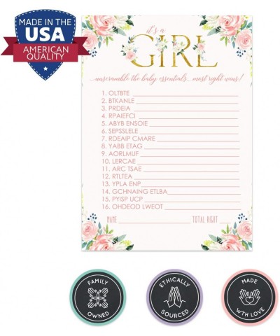 Oh Girl Baby Shower Word Scramble Game Cards (25 Pack) Pretty Rustic Floral - Guests Unscramble Mix-Up List - Cute Sprinkle A...