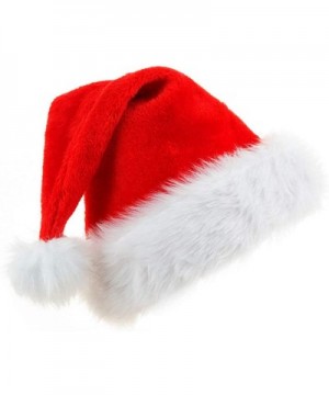 Santa Hats Velvet Christmas hat Red Santa hat Unisex Adult Comfortable Plush Trim - C419GHTS4TI $6.08 Hats