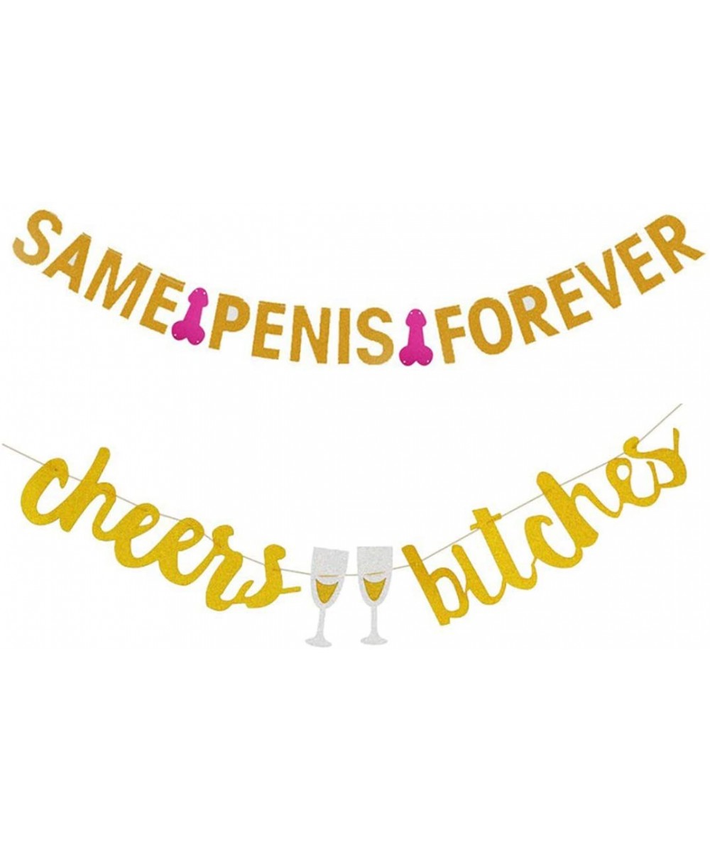 Bachelorette & Bridal Shower Hen Party 2 Banners Signs Decoration - Same Forever & Cheers Gold Sparkly Decorations - CO193N7I...