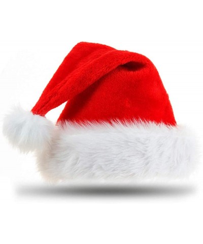 Santa Hats Velvet Christmas hat Red Santa hat Unisex Adult Comfortable Plush Trim - C419GHTS4TI $6.08 Hats