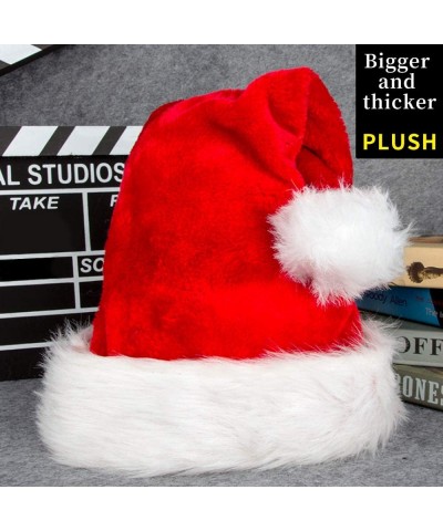 Santa Hats Velvet Christmas hat Red Santa hat Unisex Adult Comfortable Plush Trim - C419GHTS4TI $6.08 Hats