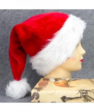 Santa Hats Velvet Christmas hat Red Santa hat Unisex Adult Comfortable Plush Trim - C419GHTS4TI $6.08 Hats