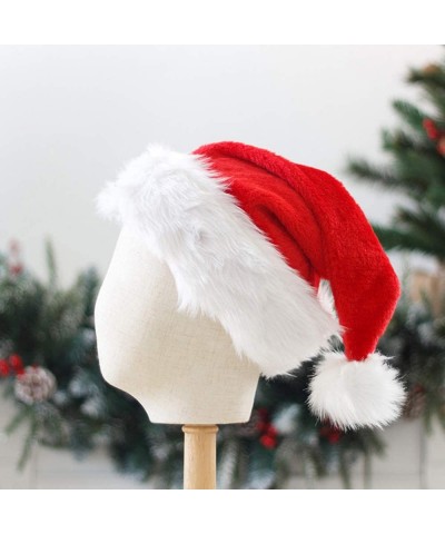 Santa Hats Velvet Christmas hat Red Santa hat Unisex Adult Comfortable Plush Trim - C419GHTS4TI $6.08 Hats