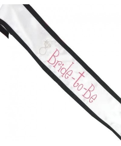 Wedding Accessories White Satin and Black Grosgrain Bride to Be Sash - CX115V6D5H5 $9.52 Adult Novelty