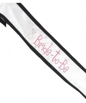 Wedding Accessories White Satin and Black Grosgrain Bride to Be Sash - CX115V6D5H5 $9.52 Adult Novelty