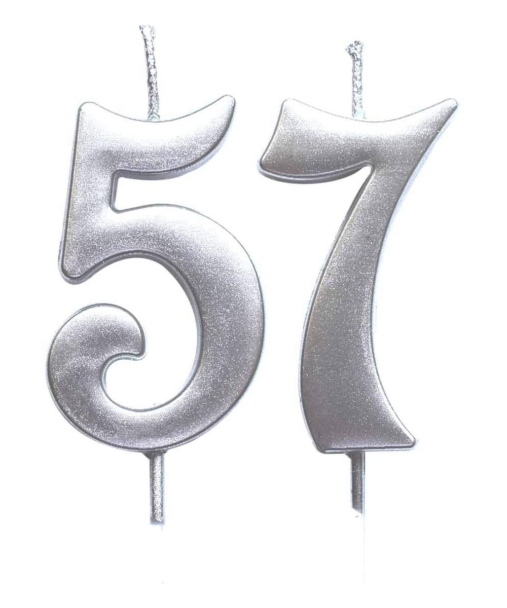 Silver 57th Birthday Numeral Candle- Number 57 Cake Topper Candles Party Decoration for Women or Men - CW18U32ZYRA $6.69 Birt...