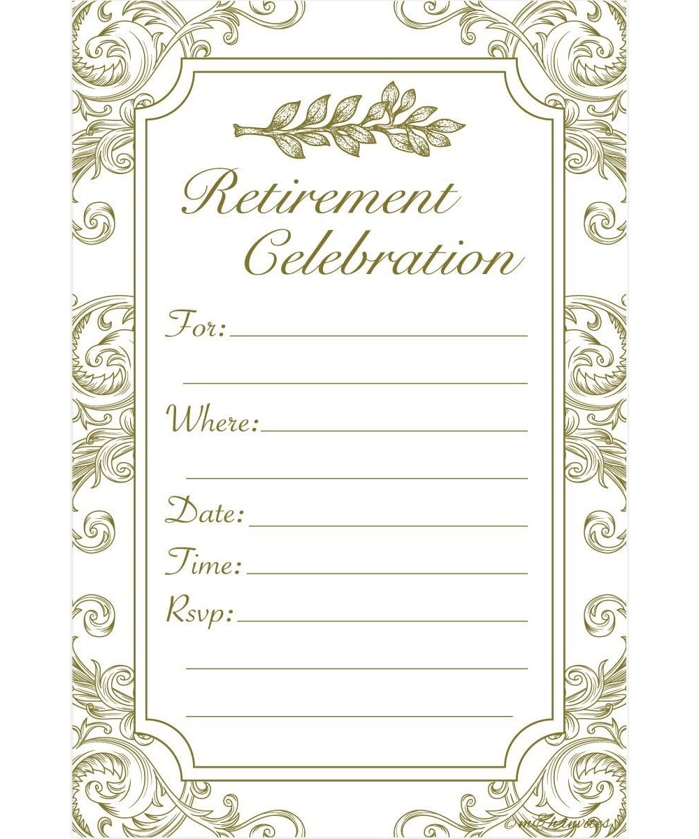 Retirement Party Invitations - Fill In Style (20 Count) With Envelopes - C4126XLRFD1 $10.03 Invitations