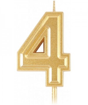 Birthday Cake Candle Number 4- Golden Glitter Numeral Topper Decoration for Wedding Anniversary- Kids and Adults Party Celebr...