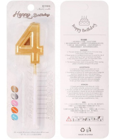 Birthday Cake Candle Number 4- Golden Glitter Numeral Topper Decoration for Wedding Anniversary- Kids and Adults Party Celebr...