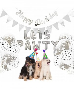 Dog Cat Birthday Party Supplies-Dog Cat Party Decorations-Lets Pawty Balloons Dog Cat Birthday Hat- Happy Birthday Banner Foi...