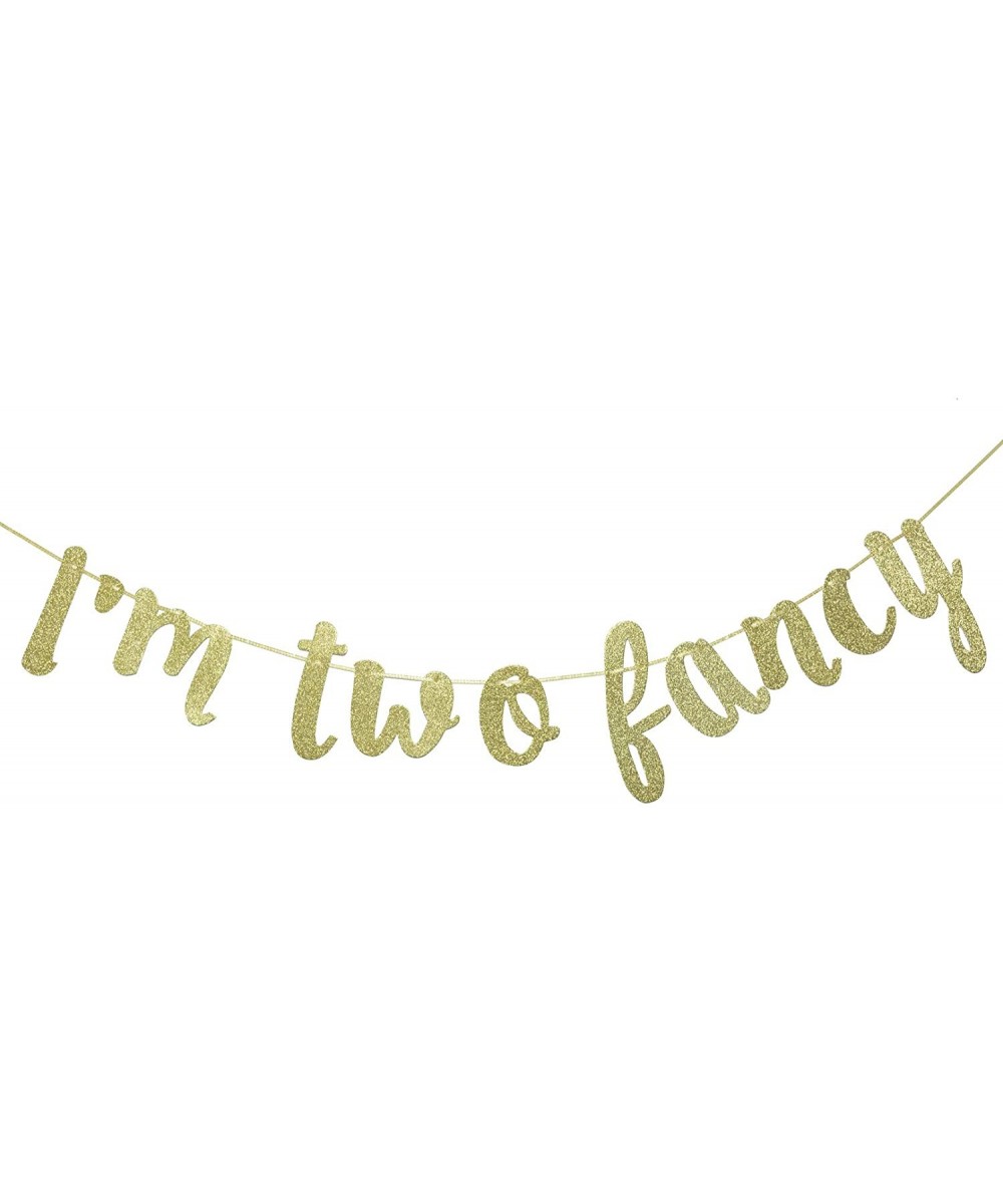 I'm Two Fancy Glitter Banner- Two Years Old Banner- 2nd Birthday Party Decor (Gold) - CP18TQTANYR $7.74 Banners