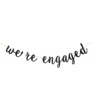 We're Engaged Banner - Engagement Party Banner - Wedding- Engagement- Bridal Shower Party Decorations (Black) - CZ19330KNES $...