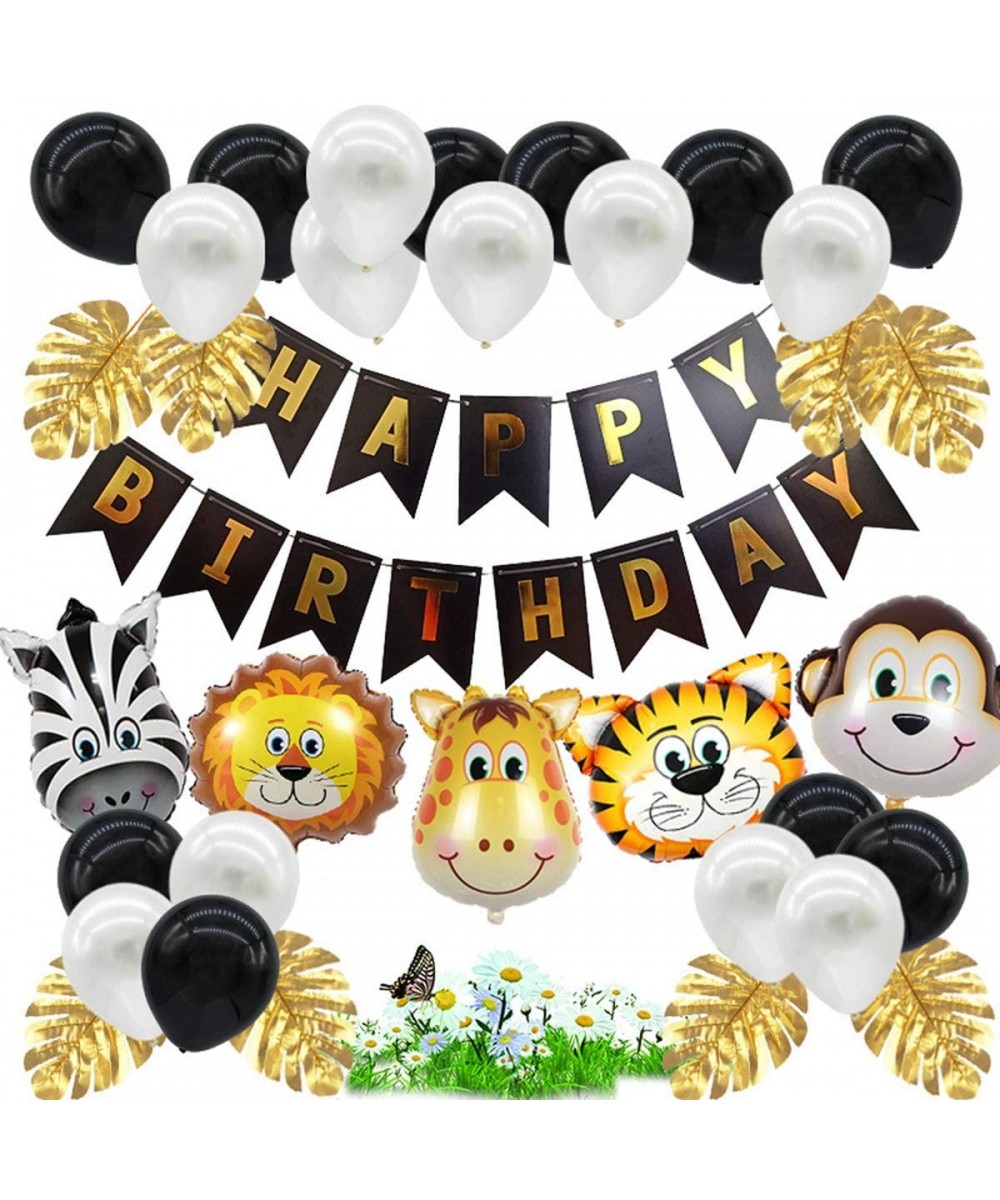 Black jungle safari theme party- boy birthday decoration- children forest animal theme balloon packaging- baby birthday party...