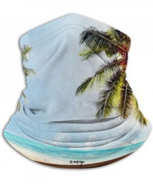 Face Mask Custom 3D Seamless Half Face Bandana Balaclava - Top of Wood Table with Blurred Sea and Coconut Tree Background - M...