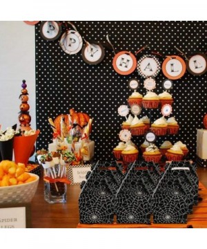 50pcs Halloween Favor Candy Boxes- Paper Spider Web Black Gift Bags Halloween Treat Bag for Halloween Party Decorations Kids ...