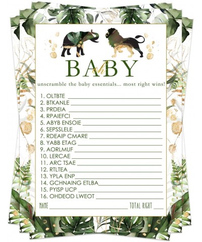 Tropical Jungle Baby Shower Word Scramble Game Cards (25 Pack) Unscramble Gender Reveal Party Activity - Neutral Boy or Girl ...