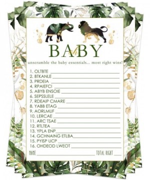 Tropical Jungle Baby Shower Word Scramble Game Cards (25 Pack) Unscramble Gender Reveal Party Activity - Neutral Boy or Girl ...