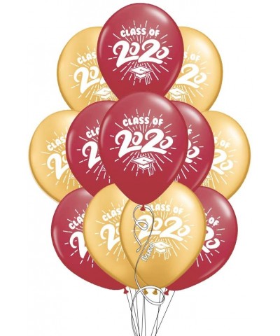 School Colors Graduation 11" Latex Balloons - Pack of 12 (2020- Burgundy & Gold) - Burgundy & Gold - C3198YY229K $11.47 Balloons