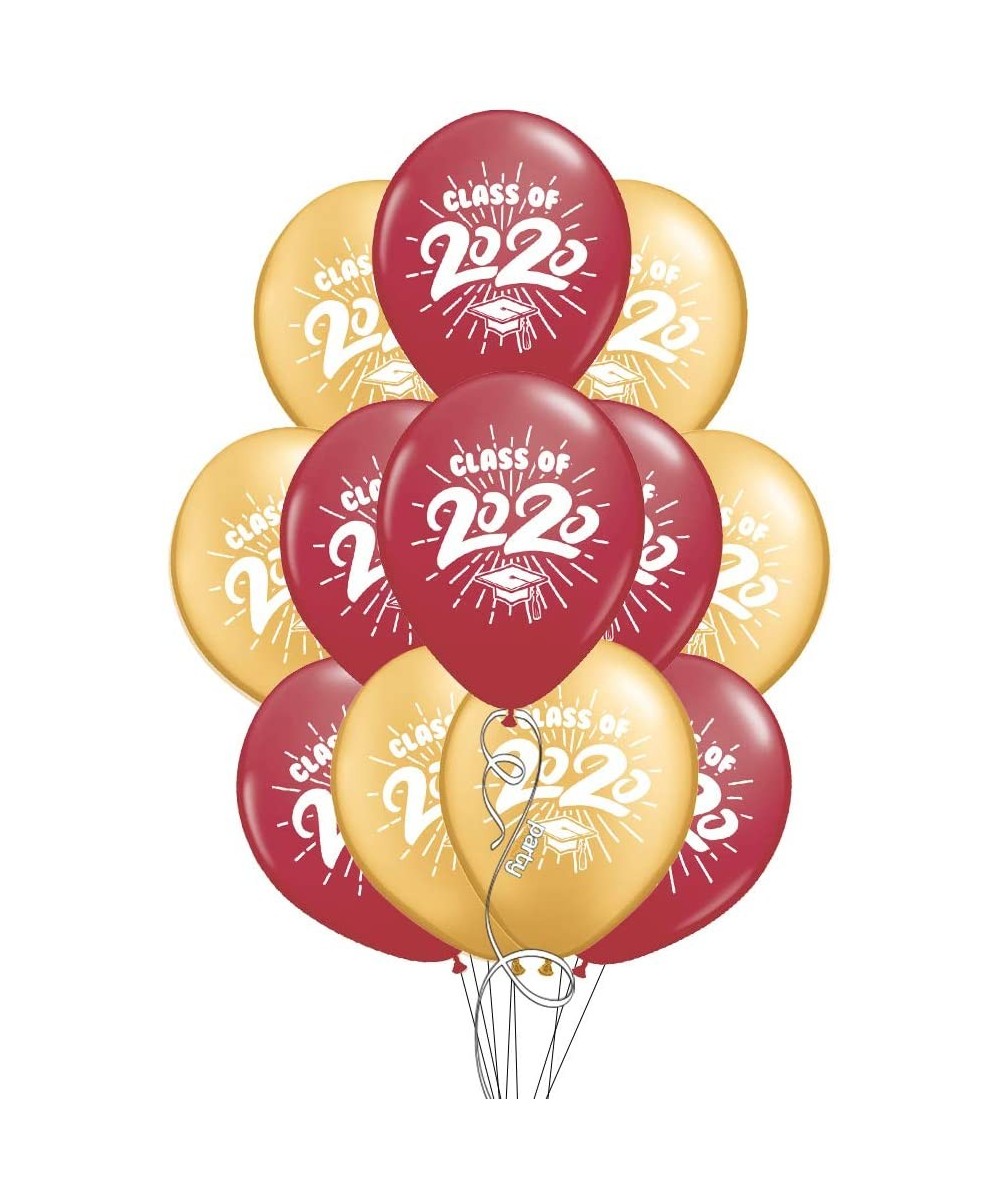 School Colors Graduation 11" Latex Balloons - Pack of 12 (2020- Burgundy & Gold) - Burgundy & Gold - C3198YY229K $11.47 Balloons