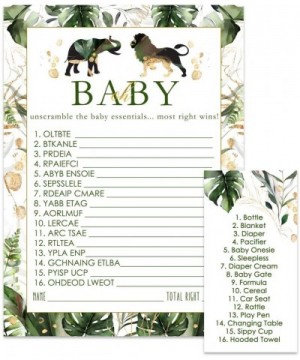 Tropical Jungle Baby Shower Word Scramble Game Cards (25 Pack) Unscramble Gender Reveal Party Activity - Neutral Boy or Girl ...