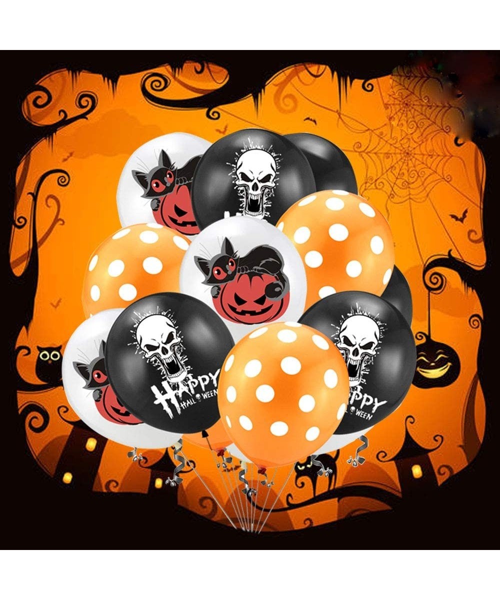 Halloween Party Latex Balloons 1Packs 15Pcs 12 lnch Black Skull White Cat Orange Dot Halloween Latex Balloons for Party Suppl...