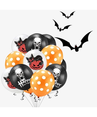 Halloween Party Latex Balloons 1Packs 15Pcs 12 lnch Black Skull White Cat Orange Dot Halloween Latex Balloons for Party Suppl...