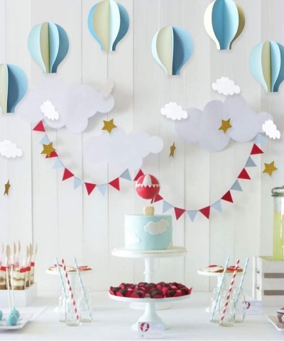 8 Pcs Large Size 3D Hot Air Balloon Paper Garland Hanging Decorations for Wedding Baby Shower Valentine's Day Christmas Decor...