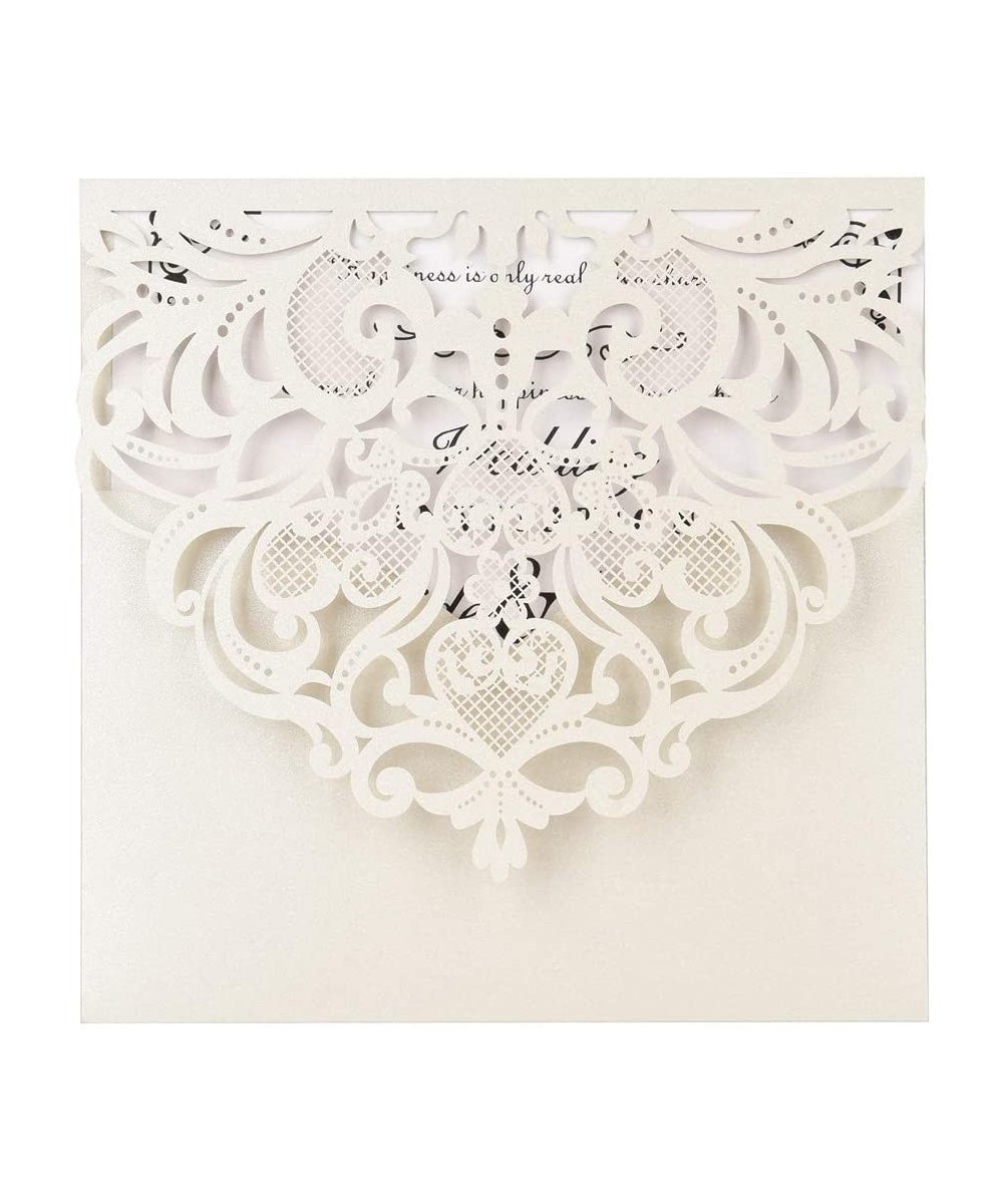 Laser Cut Invitations 50 Pack Laser Cut Wedding Invitations Card Kit with Blank Printable Paper and Envelopes for Wedding-Bir...