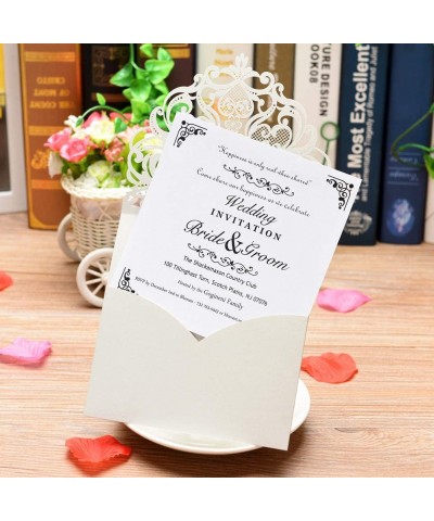 Laser Cut Invitations 50 Pack Laser Cut Wedding Invitations Card Kit with Blank Printable Paper and Envelopes for Wedding-Bir...