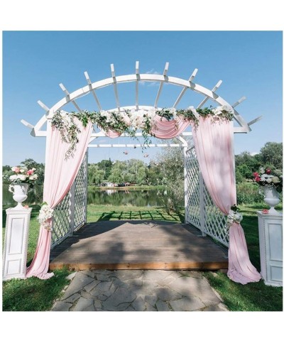 Light Pink Chiffon Arch Backdrop 2 Packs 2.4ftx8ft Sheer Backdrop Curtain Chiffon Fabric Drapes for Wedding Ceremony Party St...