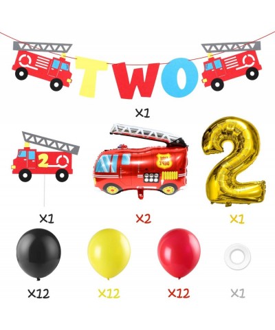 42Pack Firefighter Two Year Old Themed Party Supplies Fireman Two Birthday Party Favor Decoration Fire Truck 2nd Banner Cake ...