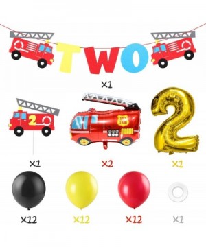 42Pack Firefighter Two Year Old Themed Party Supplies Fireman Two Birthday Party Favor Decoration Fire Truck 2nd Banner Cake ...