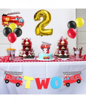 42Pack Firefighter Two Year Old Themed Party Supplies Fireman Two Birthday Party Favor Decoration Fire Truck 2nd Banner Cake ...