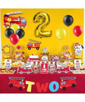 42Pack Firefighter Two Year Old Themed Party Supplies Fireman Two Birthday Party Favor Decoration Fire Truck 2nd Banner Cake ...