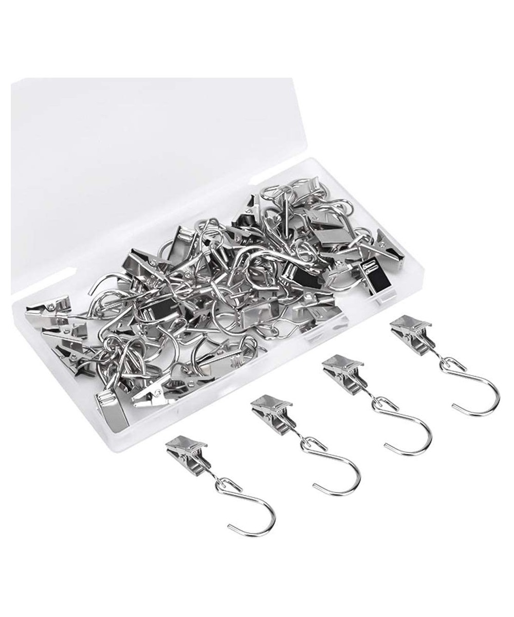 35 PCS Party Light Hanger Outdoor Lights Clips- Curtain Clips with Hooks- Stainless Steel String Light Hangers Clip Hooks- fo...
