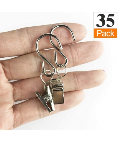 35 PCS Party Light Hanger Outdoor Lights Clips- Curtain Clips with Hooks- Stainless Steel String Light Hangers Clip Hooks- fo...