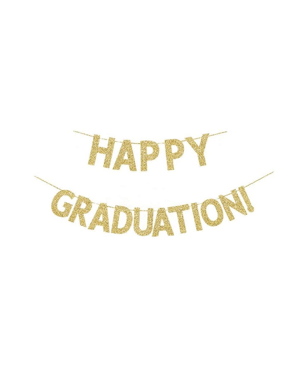 Happy Graduation! Banner- Graduate Party Decorations Gold Gliter Paper Sign Backdrops - CX193XAEQX2 $10.96 Banners & Garlands