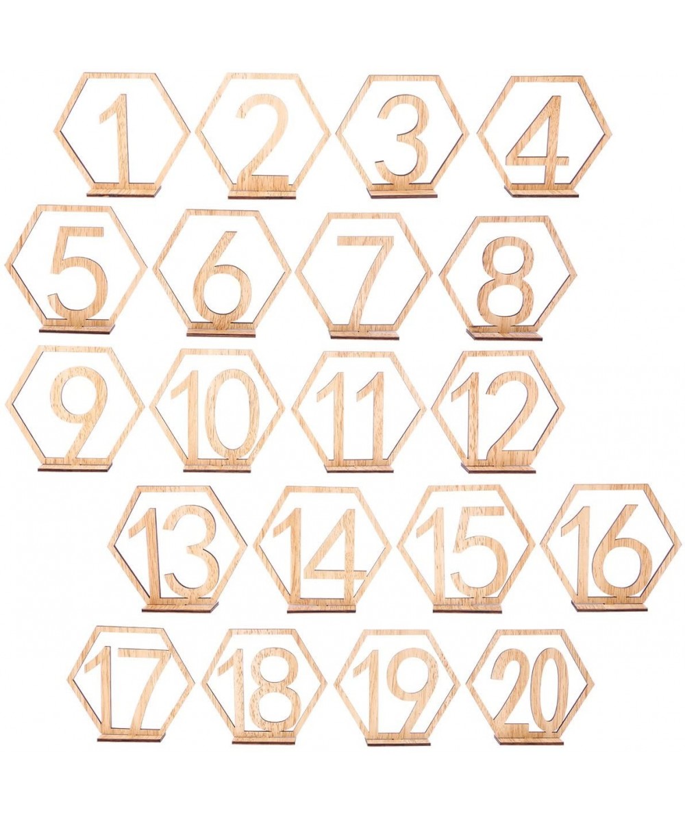 20pcs 1-20 Wooden Wedding Table Numbers with Holder Base Hexagon Table Numbers for Wedding Table Decoration - CA18DO8A7NM $6....