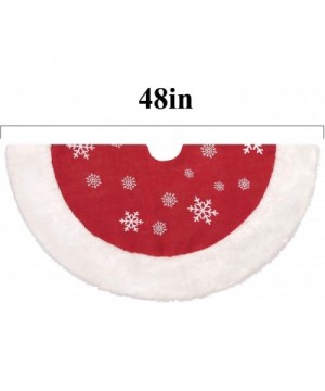 Burlap Christmas Tree Skirt Trimmed with Faux Fur 48 Inches- Rustic Xmas Plush Tree Skirt Double-Layered for Christmas Decora...