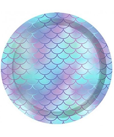 24pcs Sparkle Mermaid Party Plates-Mermaid Paper Plates - CX18XN2WS7Q $8.35 Party Tableware