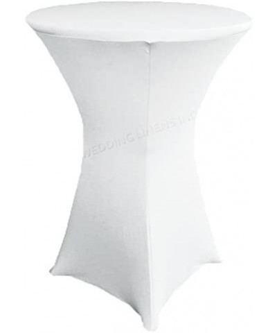 Wholesale (200 GSM) 30 in x 42 in Cocktail Highboy Spandex Stretch Fitted Round Table Cover Tablecloths Platinum - Platinum -...